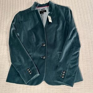 Talbots- Turquoise Cotton Silk Velvetier Suede Blazer